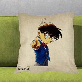 Perna Personalizata Detective Conan Conan Arata, 40x40 cm, Crem, Husa Detasabila, Perna Inclusa, BEKZ®