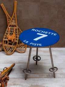Măsuță laterală albastră din metal, Ø40 cm, "Rochette 7"