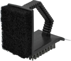 Perie 3 în 1 pentru curățare grătar – cu peri metalici, racletă și burete abraziv