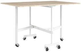 HOMCOM Masă de Dining Pliabilă pentru 4-6 Persoane cu Roți și Aripi Rabatabile Masă Rabatabilă pentru Bucătărie Sufragerie 120x80x73 cm Stejar | Aosom Romania