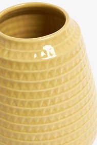 Vaza Medie Vivo Galbena din Ceramica cu Model in Relief Galben-Ocru