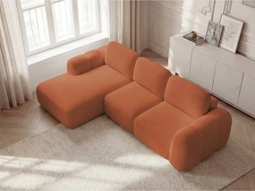 Colțar portocaliu extensibil/cu spațiu de depozitare cu tapițerie din țesătură bouclé (cu colț pe partea stângă/cu șezlong) Montaigne – Bobochic Paris