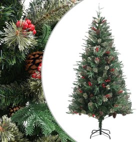 vidaXL Brad de Crăciun cu conuri de pin, verde, 225 cm, PVC&amp;PE