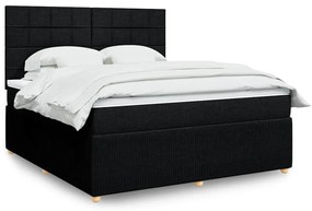 vidaXL Pat box spring cu saltea, negru, 180x200 cm, catifea