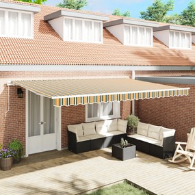 vidaXL Marchiză manuală retractabilă 500 x 300 cm, verde și galben