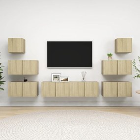 Set dulapuri TV, stejar Sonoma, 8 piese, PAL 8, Stejar sonoma, 60 x 30 x 30 cm
