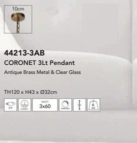 Lustra design vintage Coronet 3Lt, alama antic