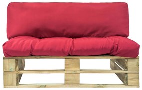 275286 vidaXL Canapea de grădină din paleți cu perne roșii, lemn de pin