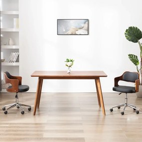 vidaXL Scaun de bucătărie pivotant negru lemn curbat &amp; piele ecologică