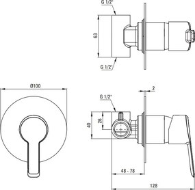 Arnika titanium coloana de dus incastrat cu baterie , para de dus, si dispersor fix NAC_D9TP