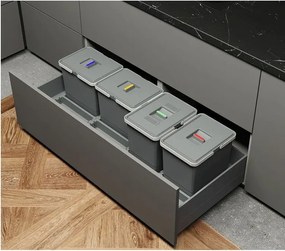 Coș de gunoi din plastic pentru deșeuri sortate/încorporat 15 + 10 + 10 + 6 l Metropolis - Elletipi