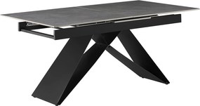 Masa extensibila MAJED, gri beton/negru, ceramica/metal, 160/200x90x75