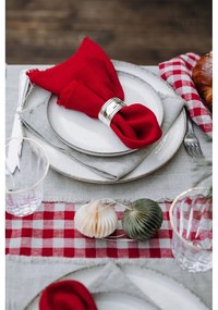 Față de masă din in 140x350 cm Red Gingham – Linen Tales