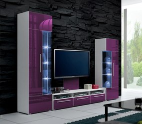 Zondo Mobilier living Ramon II (alb + violet) (cu iluminat). 611017