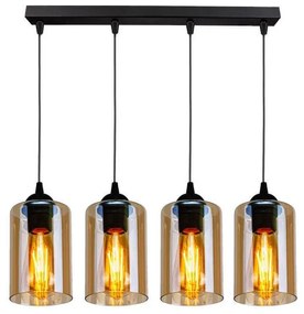 Lustră neagră cu abajur din sticlă 10x65 cm Bistro – Candellux Lighting