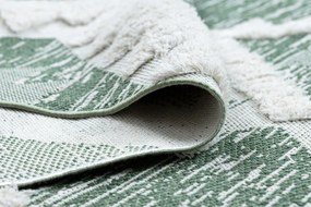 Covor ECO SISAL BOHO MOROC Caro 22312 franjuri - două niveluri de lână verde / cremă, covor reciclat