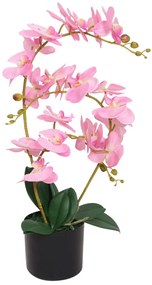 vidaXL Plantă artificială orhidee cu ghiveci, 65 cm, roz