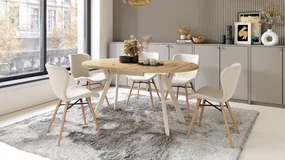 MAZZONI EXPORT ALTEA Bej (material Rio 40)/picioare stejar natural - SCAUN MODERN PENTRU LIVING/SUFRAGERIE/BUCĂTĂRIE/BIROU