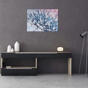 Tablou pe sticlă cu copaci înzăpeziți (70x50 cm)