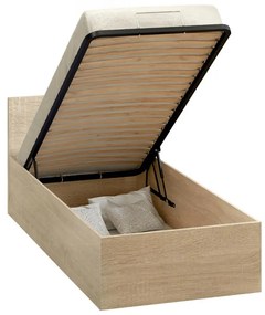 Pat de o persoană 90 cm Discutibles (stejar sonoma) (cu somieră) (cu sp. depozitare). 1116312