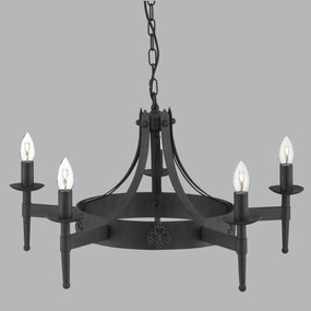 Candelabru stil rustic Cartwheel 5L 2425-5BK SRT