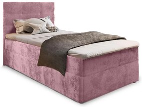 Pat boxspring tapitat GLORIEN VELVET 90x200 cm roz Saltele: Saltea cu arcuri Bonell