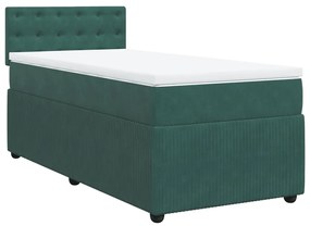 3287677 vidaXL Pat box spring cu saltea, verde închis, 100x200 cm, catifea