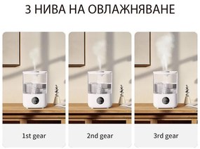 Umidificator de aer Xiaomi Lydsto F100S, 25W, 2,5 L, 3 trepte, 200 ml / h, Afisaj, Mod noapte, Timer, Alb