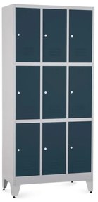 Dulap metalic - 9 cutii, 90 x 45 x 196,5 cm, picioare reglabile, încuietoare cilindrică, antracit - ral 7016