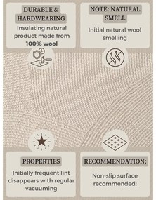 Covor în culoare naturală deschisă, țesut manual, din lână 200x300 cm Eleni Natural White – Hanse Home