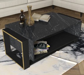 Măsuţă de Cafea Bianco, 106.4 x 60 x 40.4 cm, Negru / Auriu