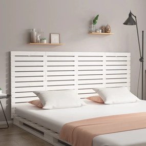 vidaXL Tăblie de pat pentru perete, alb, 206x3x91,5 cm, lemn masiv pin