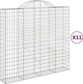 vidaXL Coșuri gabion arcuite 11 buc, 200x50x180/200cm, fier galvanizat