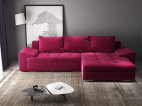 Colțar extensibil dumonde cu ladă de depozitare si sezut confortabil din spuma high-density, Leonardo Zoom Rosu 260x185 cm II