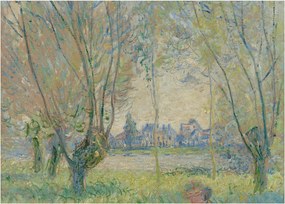 Tablou pe sticlă - Claude Monet, Woman Seated under the Willows, reproducere (70x50 cm)