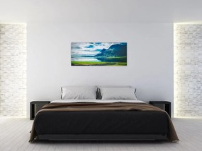 Tablou cu lac și munți (120x50 cm)