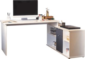 Birou DALTON 2 NEW VE 02, alb/gri, PAL melaminat, 168x138x75 cm