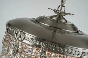 Candelabru din metal, argintiu, cu cristale din sticlă, 65 x 38 cm, „Empire”