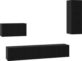 vidaXL Dulap pentru TV pe Perete 4 pcs Stejar Negru Lemn compozit