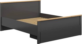 Cadru pat HESEN 160x200, gri grafit/stejar artisan, PAL