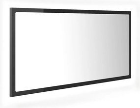 vidaXL Oglindă de baie cu LED, gri extralucios, 90x8,5x37 cm, acril