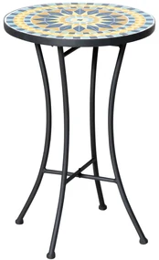 Outsunny Masuta de Gradina din Metal cu Blat din Mozaic Ceramic, Ф35.5x53.5cm, Multicolor | Aosom Romania