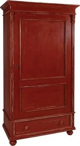 Dulap cu o ușă, din lemn de pin, roșu cărămiziu finisaj patinat, 103 x 54 x 188 cm, „Heritage”, Countryside Collection