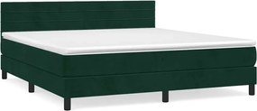 vidaXL Pat box spring cu saltea, verde închis, 160x200 cm, catifea