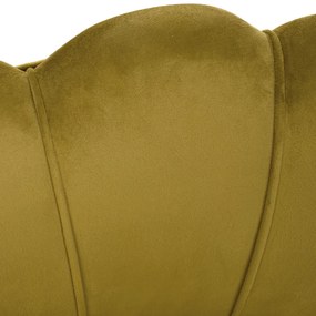 Fotoliu în stil Art-deco, catifea Velvet muştar/crom auriu, NOBLIN