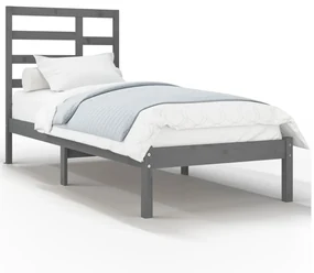 3105762 vidaXL Cadru de pat single, gri, 90x190 cm, lemn masiv