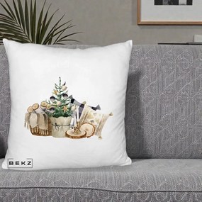 Perna Decorativa Colt Cozy de Craciun Boho, 40x40 cm, Alb Pufos, Husa Detasabila, Perna Inclusa, BEKZ®