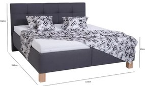 Pat tapițat MARIA, 160 x 200 cm, cu saltea și spațiu de depozitare, gri