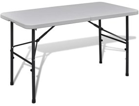 Masă grădină pliabilă HDPE 122 cm Alb