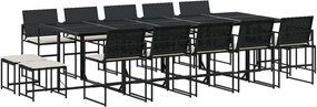 vidaXL Set mobilier de grădină cu perne, 15 piese, negru, poliratan